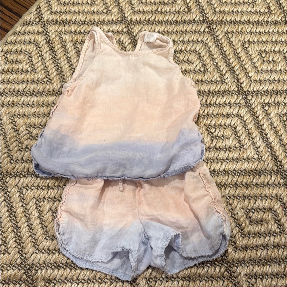 Bella Dahl Pink and Blue Ombre Sleeveless Top and Shorts Set